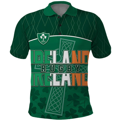 Personalised Ireland Rugby 2023 Polo Shirt Celtic Cross Mix Shamrocks