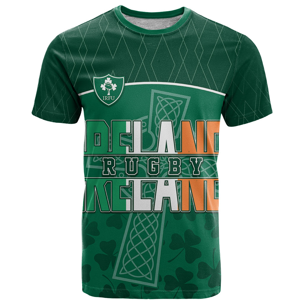 Personalised Ireland Rugby 2023 T Shirt Celtic Cross Mix Shamrocks
