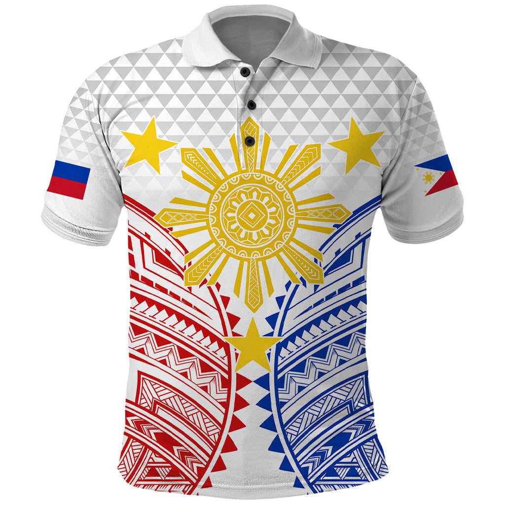 Personalised Philippines Independence Day Polo Shirt Tribal Sun and Stars Ver 01