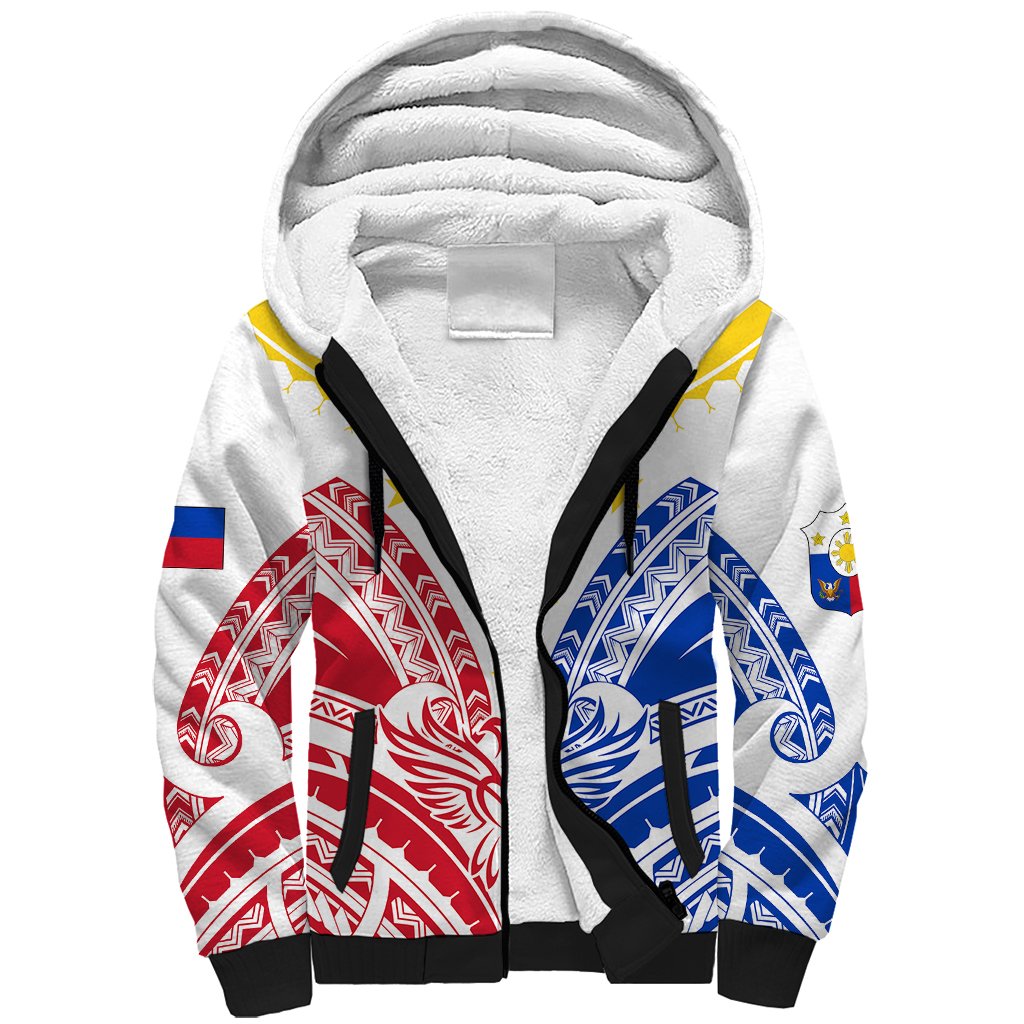 Personalised Philippines Independence Day Sherpa Hoodie Tribal Sun and Stars Ver 02