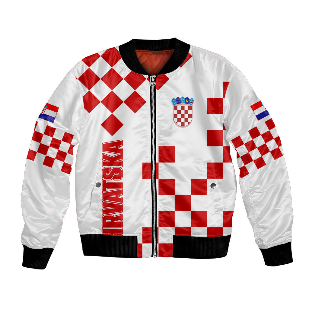 Croatia National Day Bomber Jacket Checkerboard Hrvatska Simple Style 01
