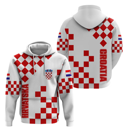 Croatia National Day Hoodie Checkerboard Hrvatska Simple Style 01