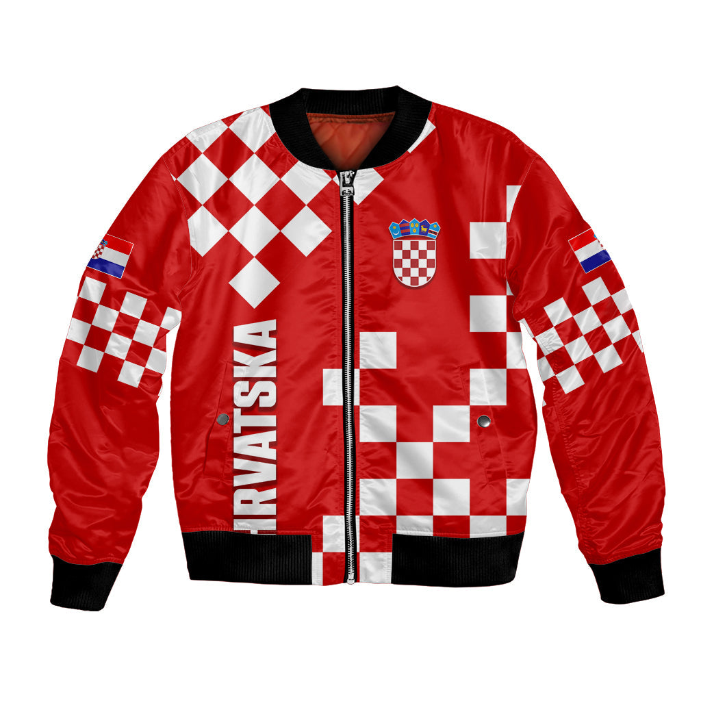 Croatia National Day Bomber Jacket Checkerboard Hrvatska Simple Style 02