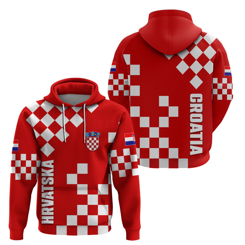 Croatia National Day Hoodie Checkerboard Hrvatska Simple Style 02