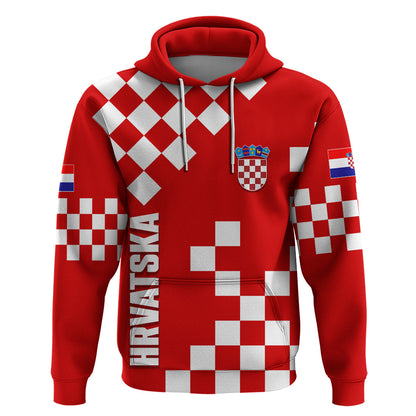 Croatia National Day Hoodie Checkerboard Hrvatska Simple Style 02