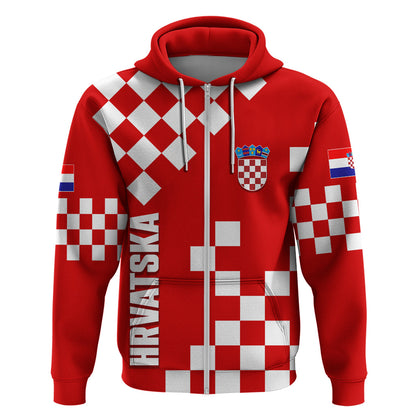 Croatia National Day Hoodie Checkerboard Hrvatska Simple Style 02