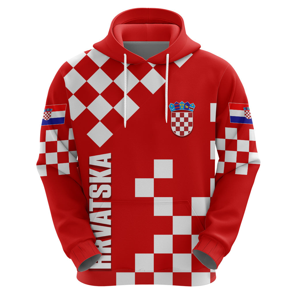 Croatia National Day Hoodie Checkerboard Hrvatska Simple Style 02