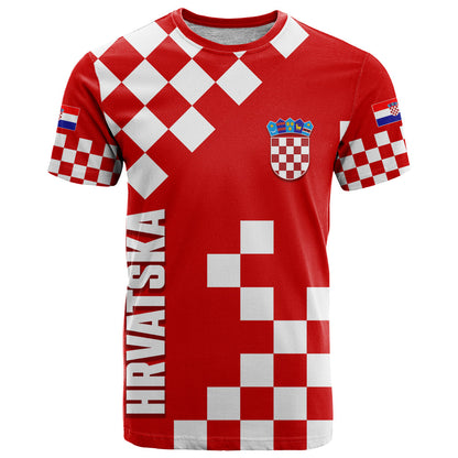 Croatia National Day T Shirt Checkerboard Hrvatska Simple Style 02
