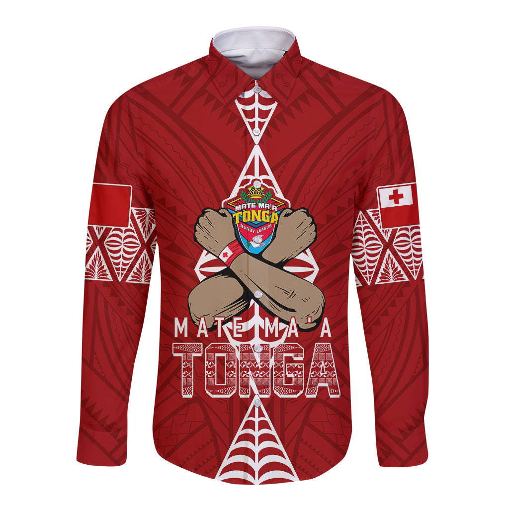 Tonga Rugby Long Sleeve Button Shirt Mate Ma'a Tonga Independence Day