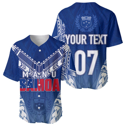 Personalised Samoa Rugby Baseball Jersey Manu Samoa Gradient Blue