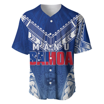 Personalised Samoa Rugby Baseball Jersey Manu Samoa Gradient Blue