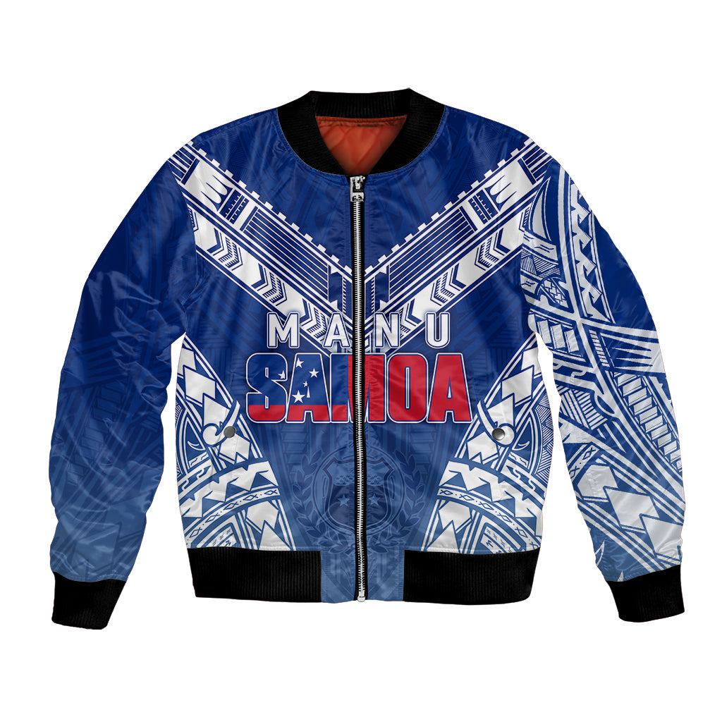 Personalised Samoa Rugby Bomber Jacket Manu Samoa Gradient Blue