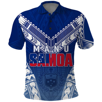 Personalised Samoa Rugby Polo Shirt Manu Samoa Gradient Blue