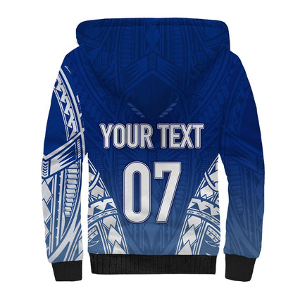 Personalised Samoa Rugby Sherpa Hoodie Manu Samoa Gradient Blue