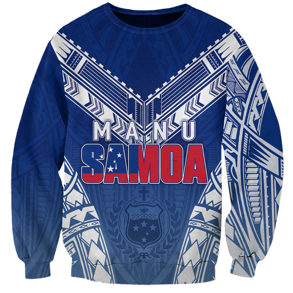 Personalised Samoa Rugby Sweatshirt Manu Samoa Gradient Blue