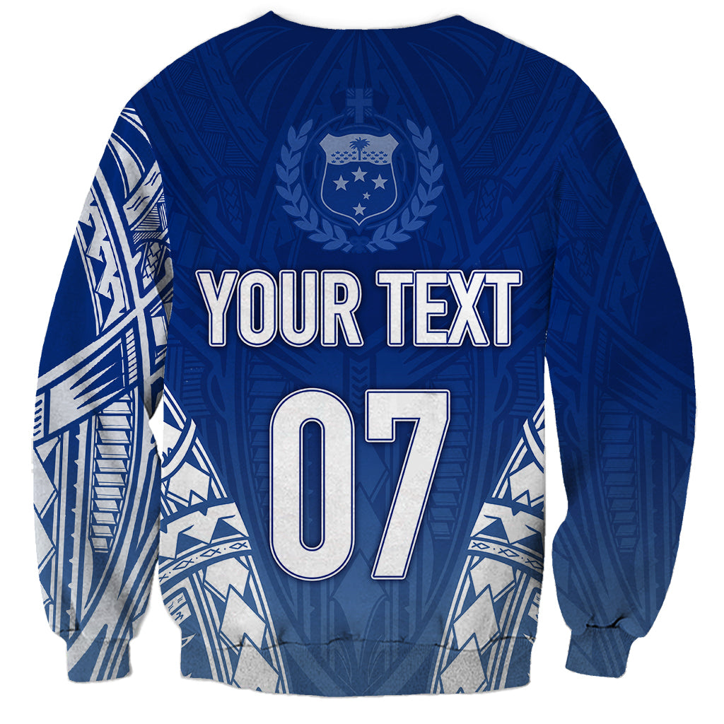 Personalised Samoa Rugby Sweatshirt Manu Samoa Gradient Blue