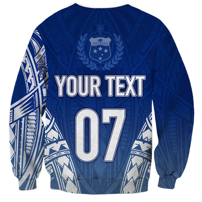 Personalised Samoa Rugby Sweatshirt Manu Samoa Gradient Blue