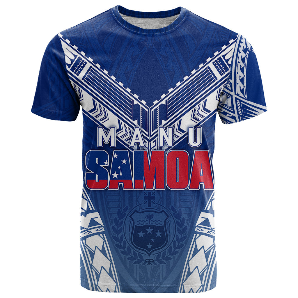 Personalised Samoa Rugby T Shirt Manu Samoa Gradient Blue