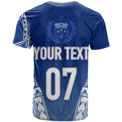 Personalised Samoa Rugby T Shirt Manu Samoa Gradient Blue