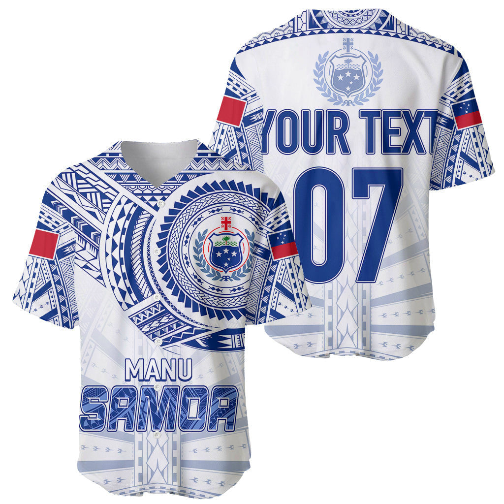 Personalised Samoa Rugby Baseball Jersey Manu Samoa Gradient White