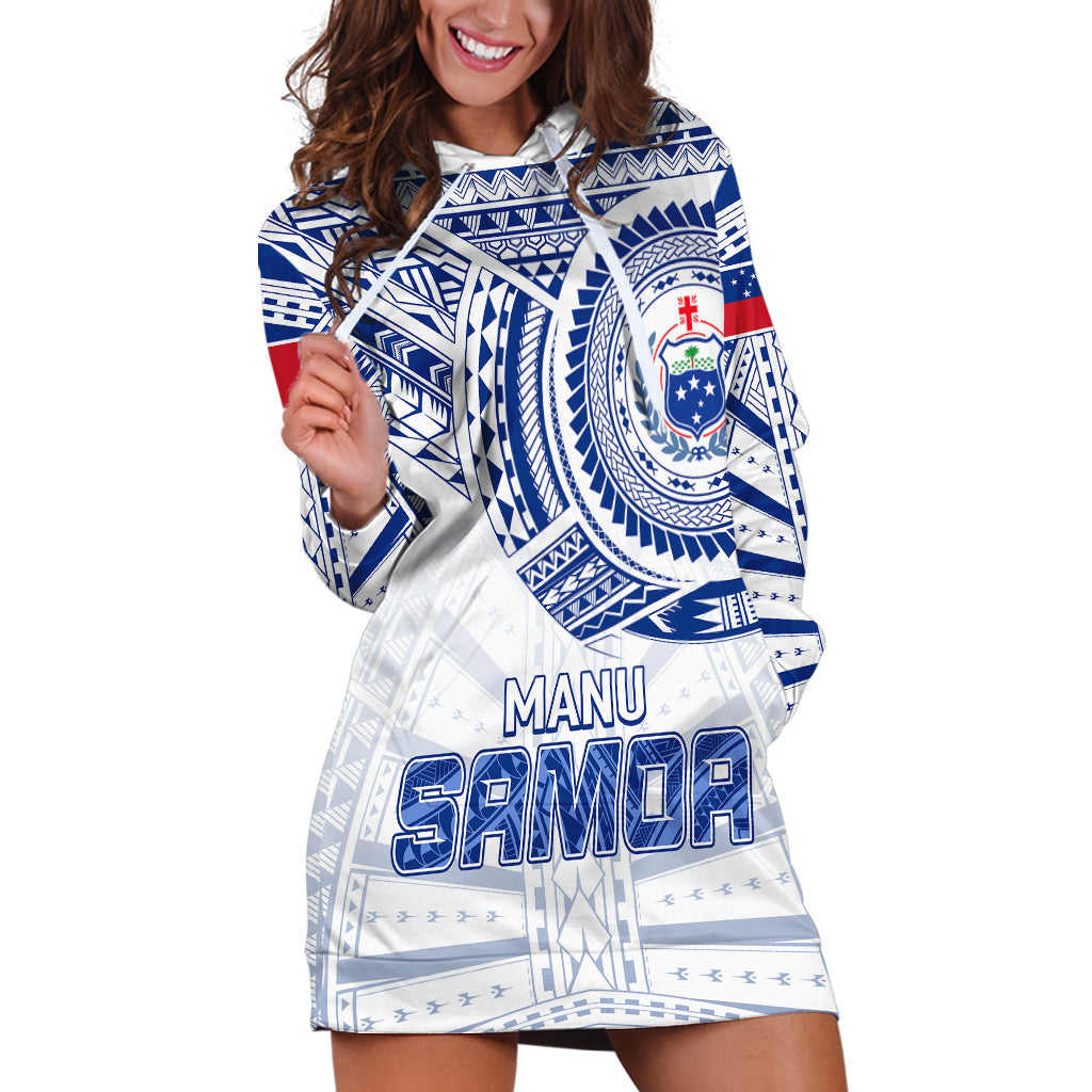 Personalised Samoa Rugby Hoodie Dress Manu Samoa Gradient White