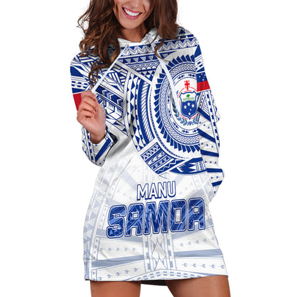 Personalised Samoa Rugby Hoodie Dress Manu Samoa Gradient White