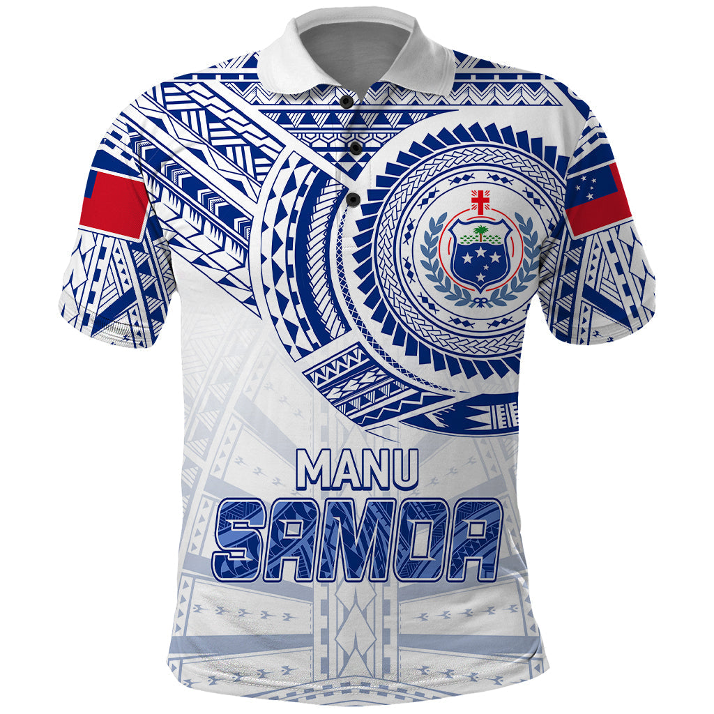 Personalised Samoa Rugby Polo Shirt Manu Samoa Gradient White
