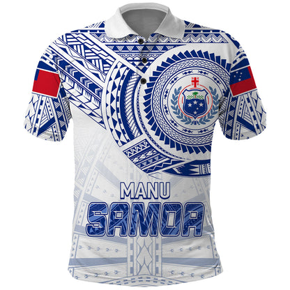 Personalised Samoa Rugby Polo Shirt Manu Samoa Gradient White