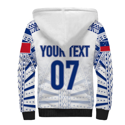 Personalised Samoa Rugby Sherpa Hoodie Manu Samoa Gradient White