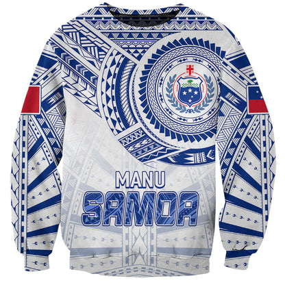 Personalised Samoa Rugby Sweatshirt Manu Samoa Gradient White