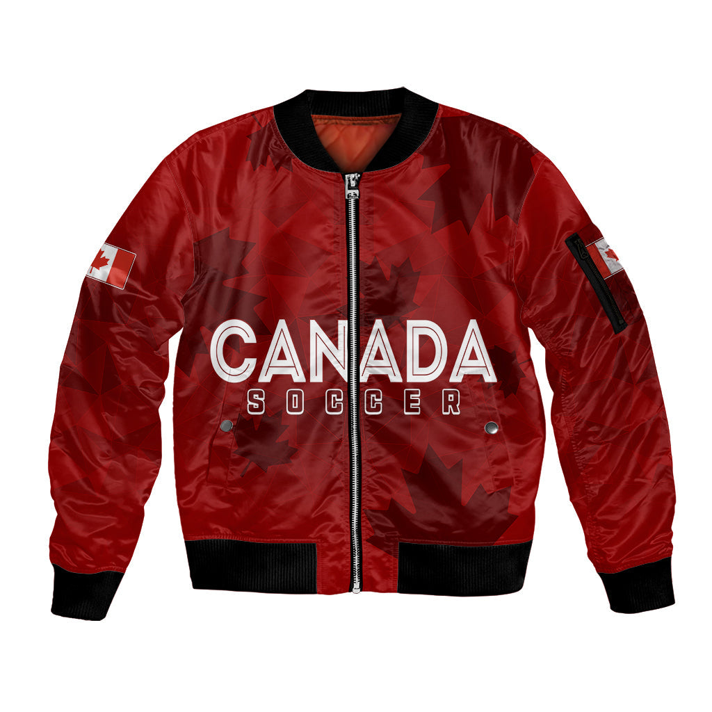 Personalised Canada Soccer Sleeve Zip Bomber Jacket Women'S Wc 2023 Maple Style