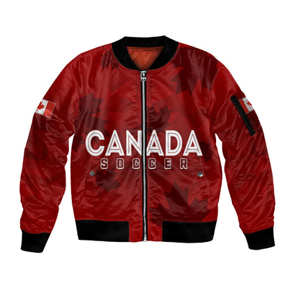 Personalised Canada Soccer Sleeve Zip Bomber Jacket Women'S Wc 2023 Maple Style