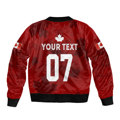 Personalised Canada Soccer Sleeve Zip Bomber Jacket Women'S Wc 2023 Maple Style