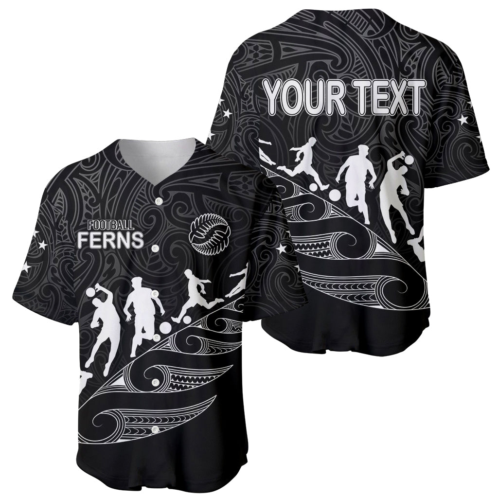 Personalised New Zealand Football Ferns Baseball Jersey Women World Cup 2023 Tribal Koru Pattern