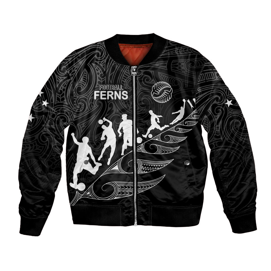 New Zealand Football Ferns Bomber Jacket Women World Cup 2023 Tribal Koru Pattern