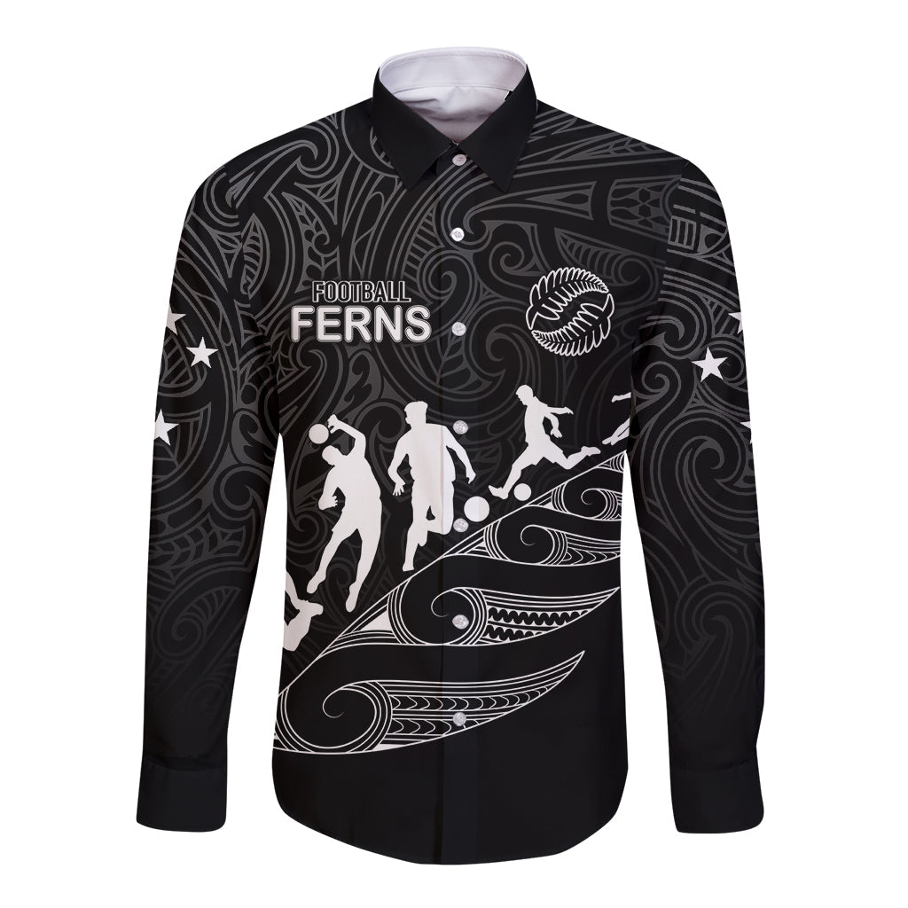 New Zealand Football Ferns Long Sleeve Button Shirt Women World Cup 2023 Tribal Koru Pattern