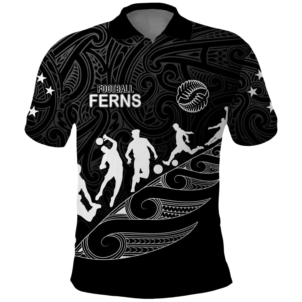 Personalised New Zealand Football Ferns Polo Shirt Women World Cup 2023 Tribal Koru Pattern