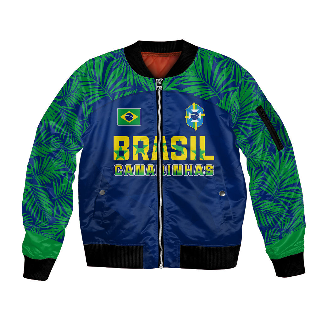 Personalised Brazil Football Sleeve Zip Bomber Jacket Women's WC 2023 Selecao
