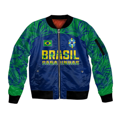 Personalised Brazil Football Sleeve Zip Bomber Jacket Women's WC 2023 Selecao