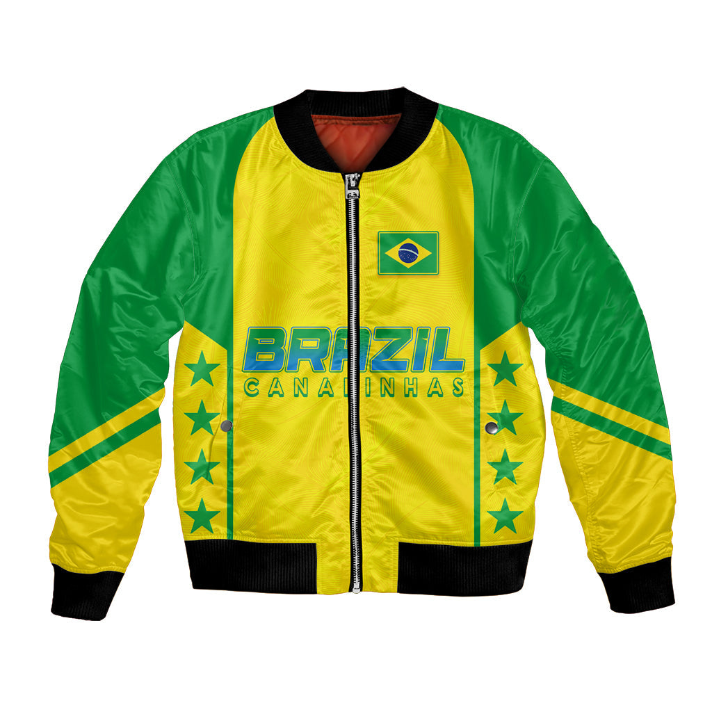 Personalised Brazil Football Bomber Jacket Women's WC 2023 Canarinhas