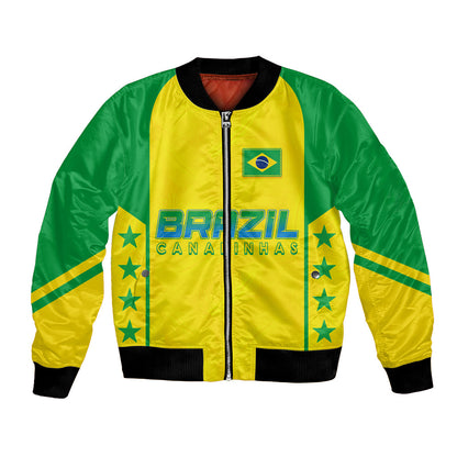Personalised Brazil Football Bomber Jacket Women's WC 2023 Canarinhas