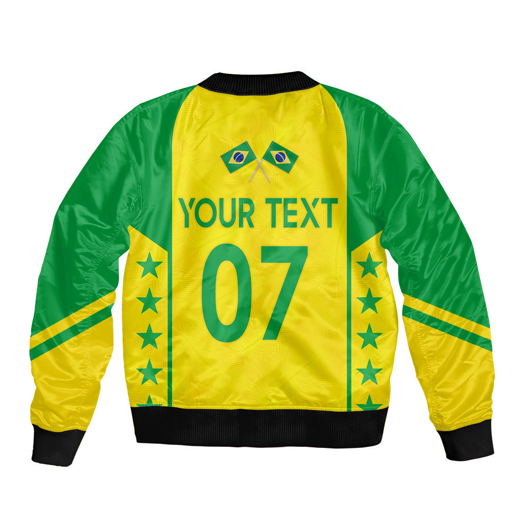 Personalised Brazil Football Bomber Jacket Women's WC 2023 Canarinhas