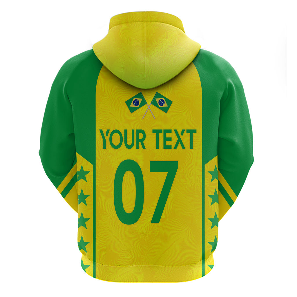 Personalised Brazil Football Hoodie Women's WC 2023 Canarinhas