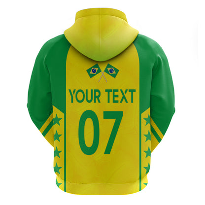 Personalised Brazil Football Hoodie Women's WC 2023 Canarinhas