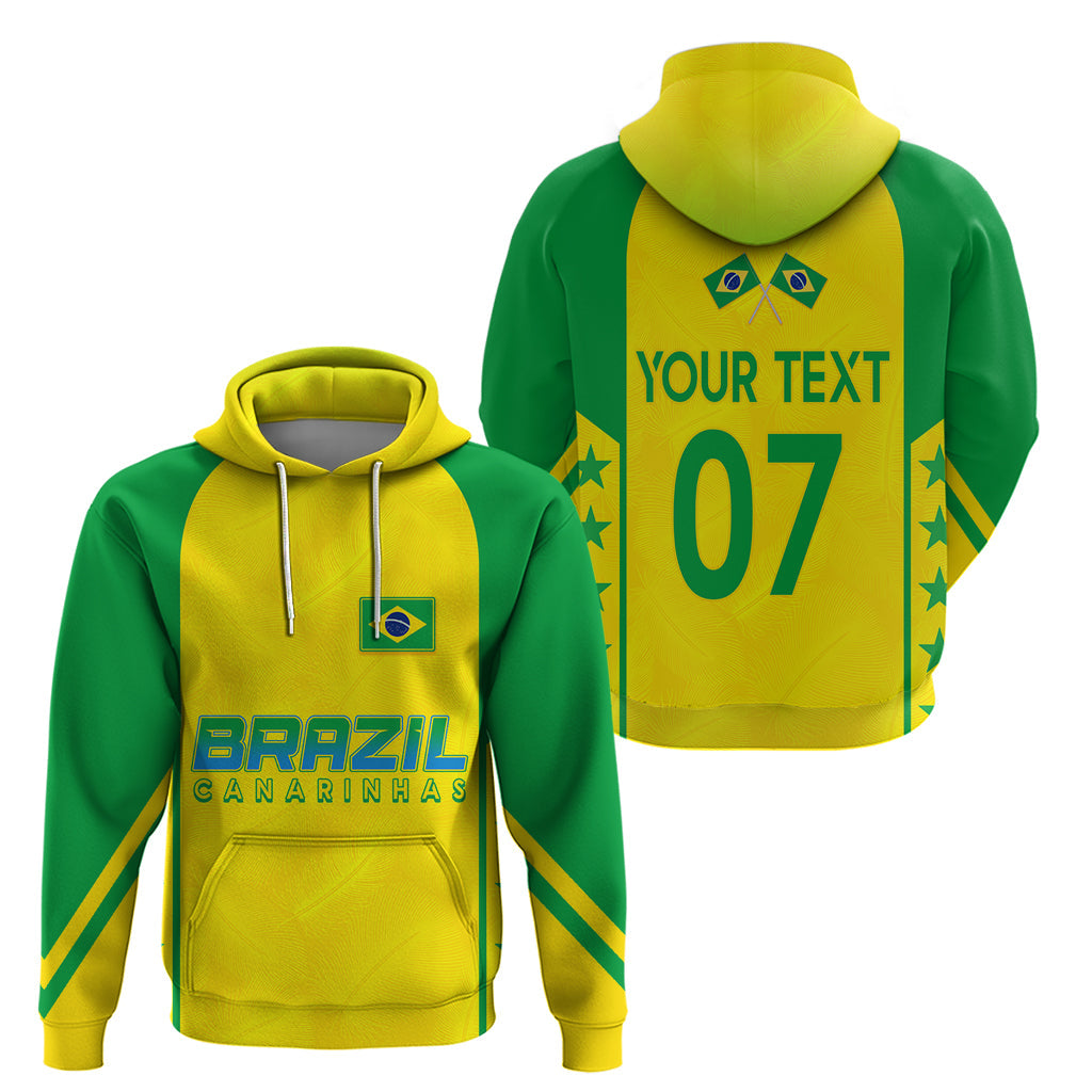 Personalised Brazil Football Hoodie Women's WC 2023 Canarinhas