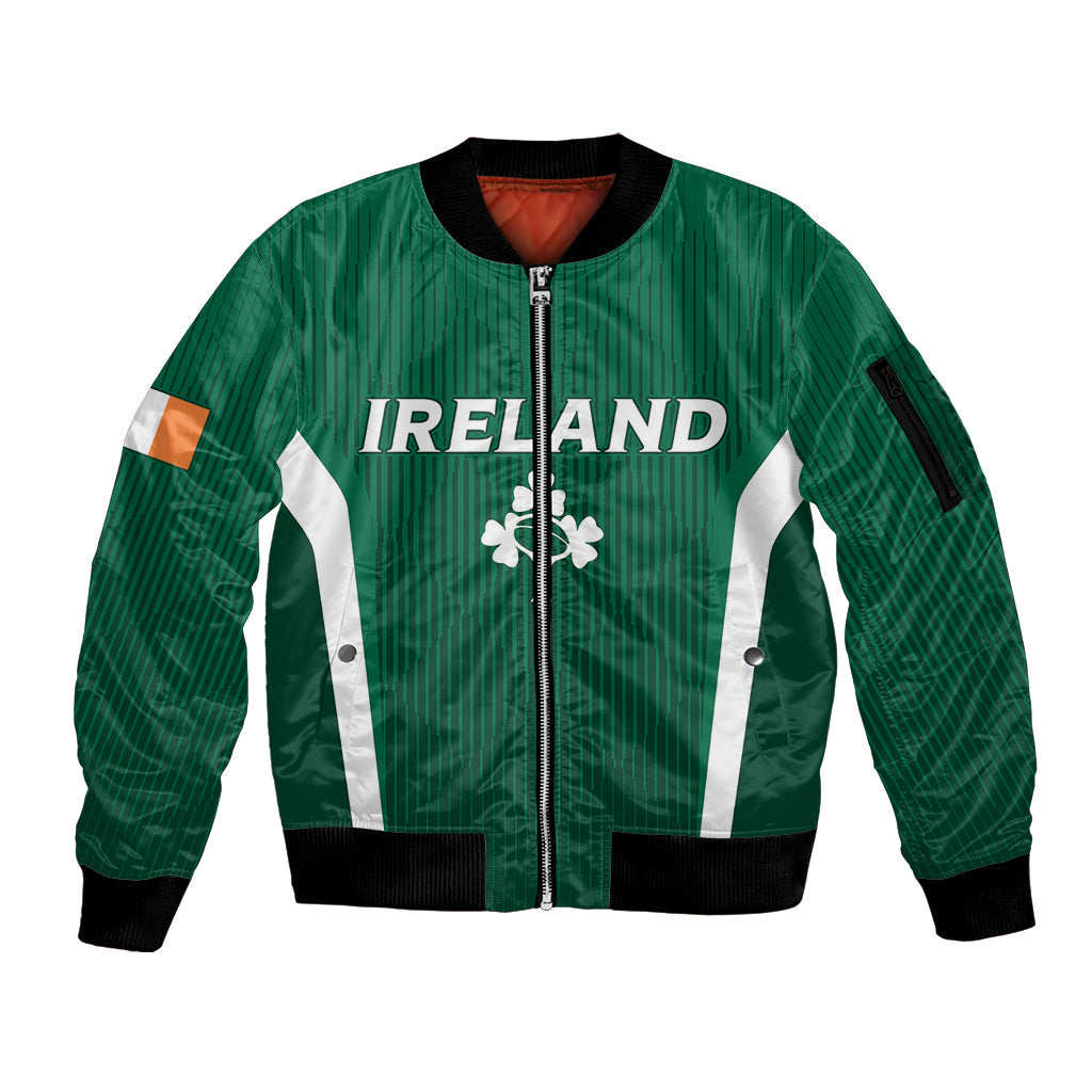 Personalised Ireland Rugby Sleeve Zip Bomber Jacket World Cup 2023 GO Shamrocks