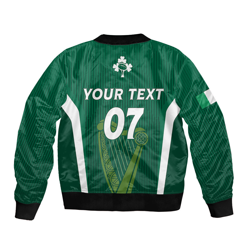 Personalised Ireland Rugby Sleeve Zip Bomber Jacket World Cup 2023 GO Shamrocks