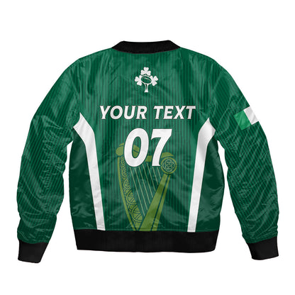 Personalised Ireland Rugby Sleeve Zip Bomber Jacket World Cup 2023 GO Shamrocks
