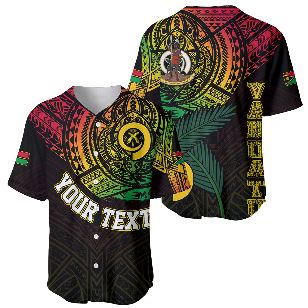 Personalised Vanuatu Baseball Jersey Turtle Chest Tattoo Flag Color