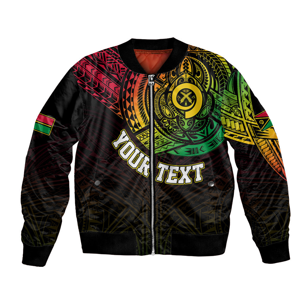 Personalised Vanuatu Bomber Jacket Turtle Chest Tattoo Flag Color